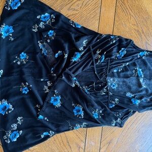 Kendall & Kylie Black and Blue Floral Blouse